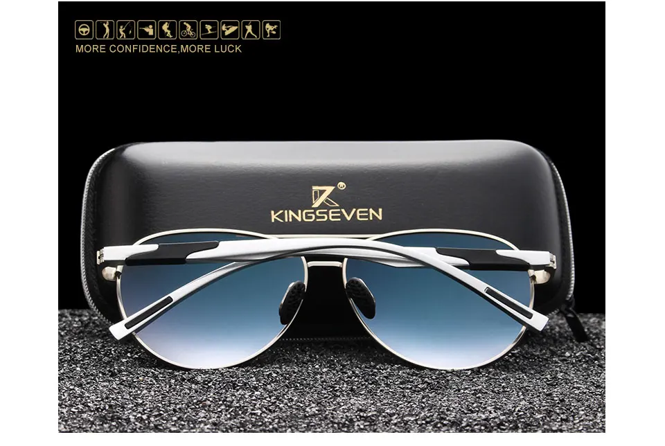 KINGSEVEN Männer Aluminium Polarisierte Sonnenbrille Klassische Marke Sonnenbrille EMI Verteidigung Beschichtung Objektiv Driving Shades N7228 – Detail 2