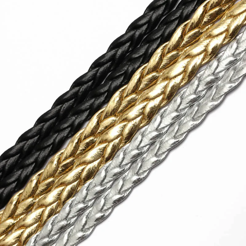 REGELIN 5meter 4/6/7mm Flat Braided PU Leather Bracelet Findings Round Leather Cord String Rope DIY Necklace Bracelet Making