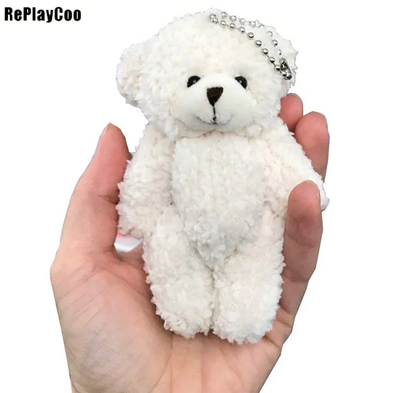 50pcs/lot Mini Teddy Bear Stuffed Plush Toys Small Bear 12cm white Stuffed Toys pelucia Pendant Kids Birthday Gift  Party Decor