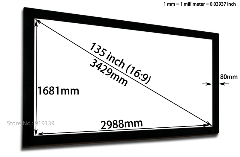 Viewable Size 1681x2988mm Acoustically Transparent Screen HD Widescreen 135inch Fixed Frame Projector Screens