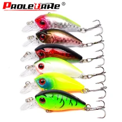 6Pcs Mixed Colors Minnow Fishing Lures Set 4.5cm 3.5g Mini Crank Wobblers With Treble Hooks Tackle Topwater Swim Crankbaits Kit