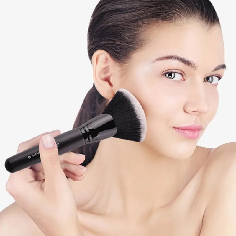 Zoreya Brand  Professional Nylon Large Fan Brush Black Wooden Handle Makeup Brushes Beauty Cosmetic Tools For Blusher