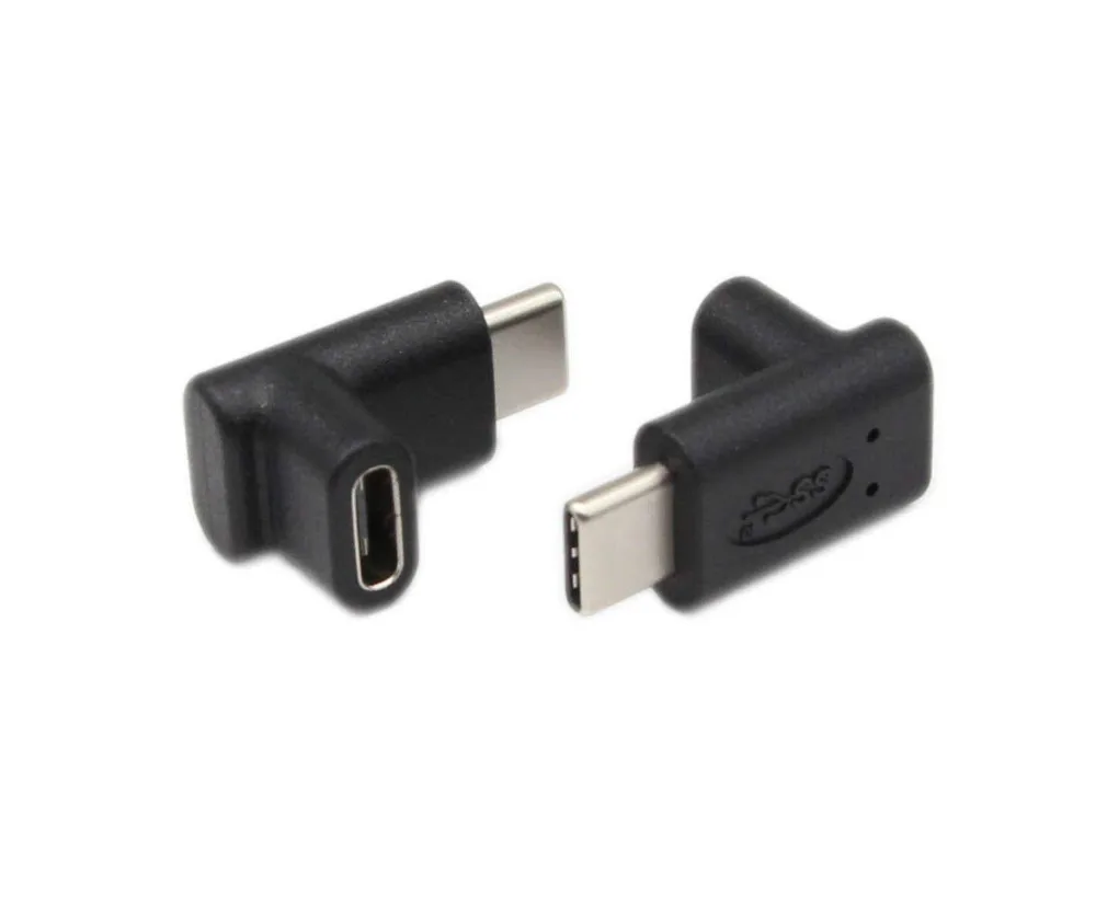 2PACK 90 degree USB C male female adapter tilted up and down USB-C adapter USB 3.1 C-type connector