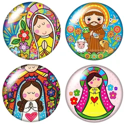 Maria Faith Blessed God 10pcs mixed 12mm/16mm/18mm/25mm Round photo glass cabochon demo flat back Making findings