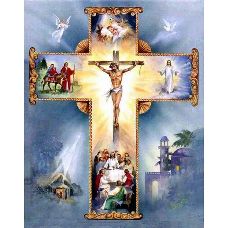 5D DIY Diamond mosaic diamond embroidery Christian Cross Jesus Christ mbroidered Cross Stitch Home decoration Gift