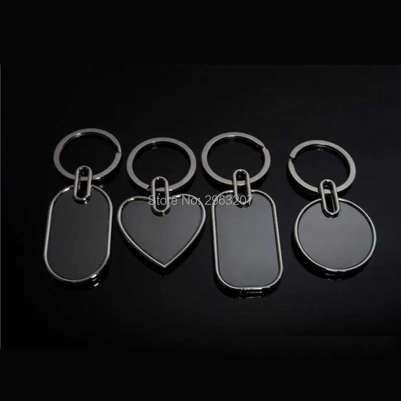 200pcs Zinc Alloy Heart Round Square Blank Keychains Novelty Car Keyrings for Advertising Souvenirs Gifts