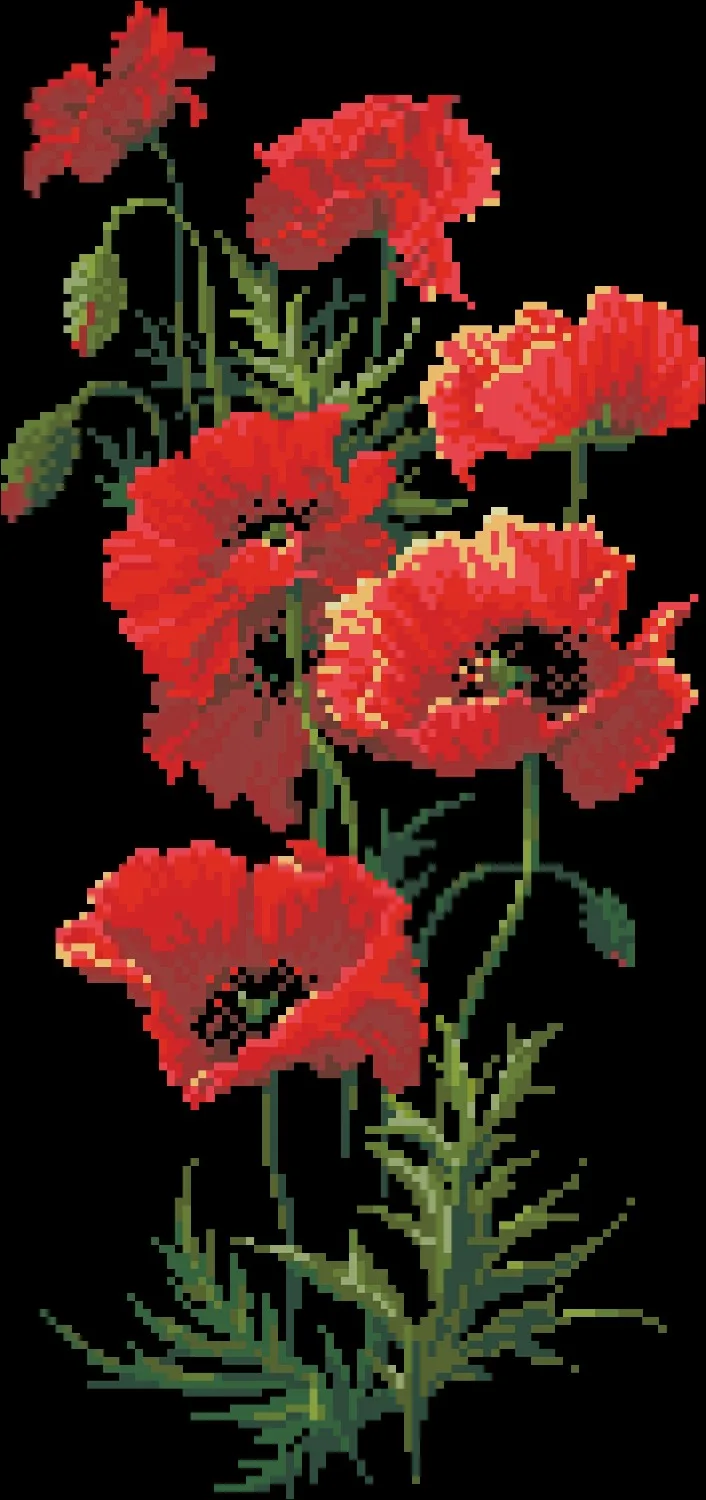 Red poppy flowers cross stitch package plant sets aida 18ct 14ct 11ct black cloth people kit embroidery DIY handmade needlework