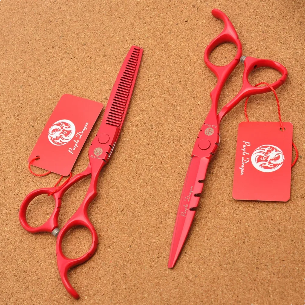 

504# TOPPEST 5.5 Inches Red Hairdressing Scissors JP 440C 62HRC Home & Salon Cutting Scissors Thinning Shears Hair Scissors