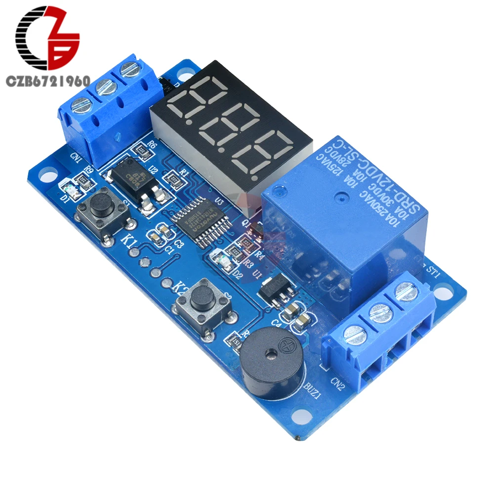 Dc 12V Led Digitale Tijdrelais Module Timer Relais Tijd Schakelaar Trigger Timing Board Plc Automation Auto zoemer