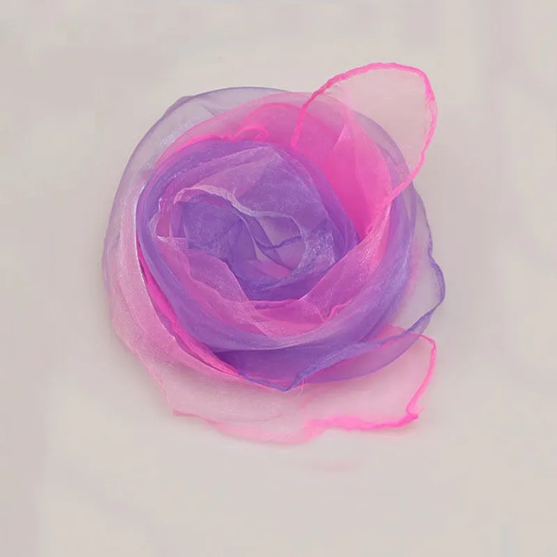 Gradient mały szalik taniec wydajność 50*50cm szalik kobiety dekoracyjne szalik na głowę pasek druku chustka szyi Wrap — zdjęcie 7