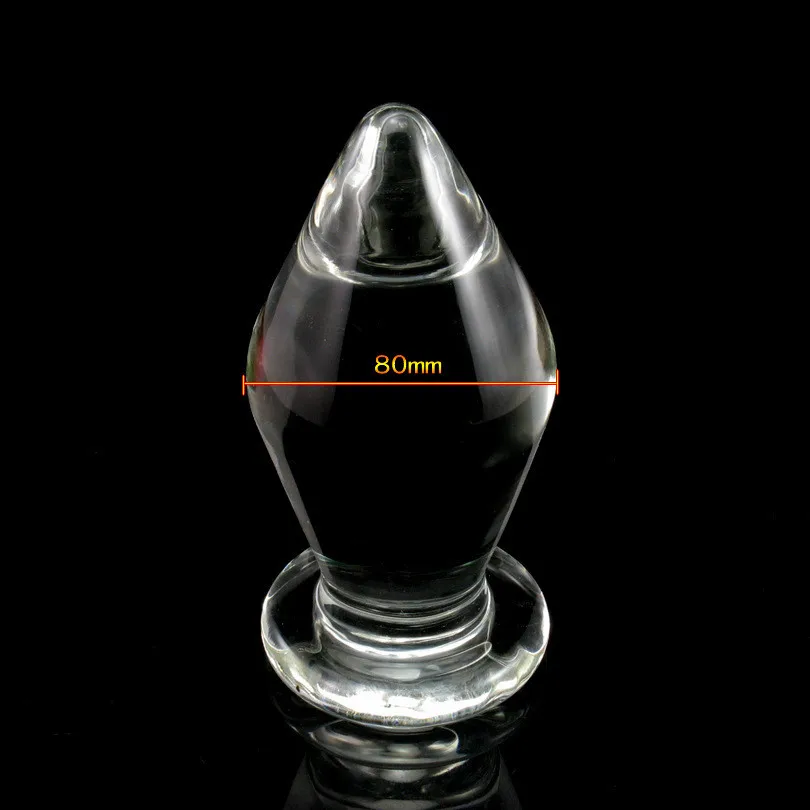 80mm Large Size Pyrex Glass Anal Butt Plug Huge Crystal Dildo Big Bead Penis Adult Female Masturbation Sex Toy for Women Men Gay