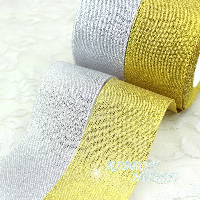 (25 yards/lot) Gold und Silber band Weihnachten verpackung bänder hochwertige qualität Großhandel