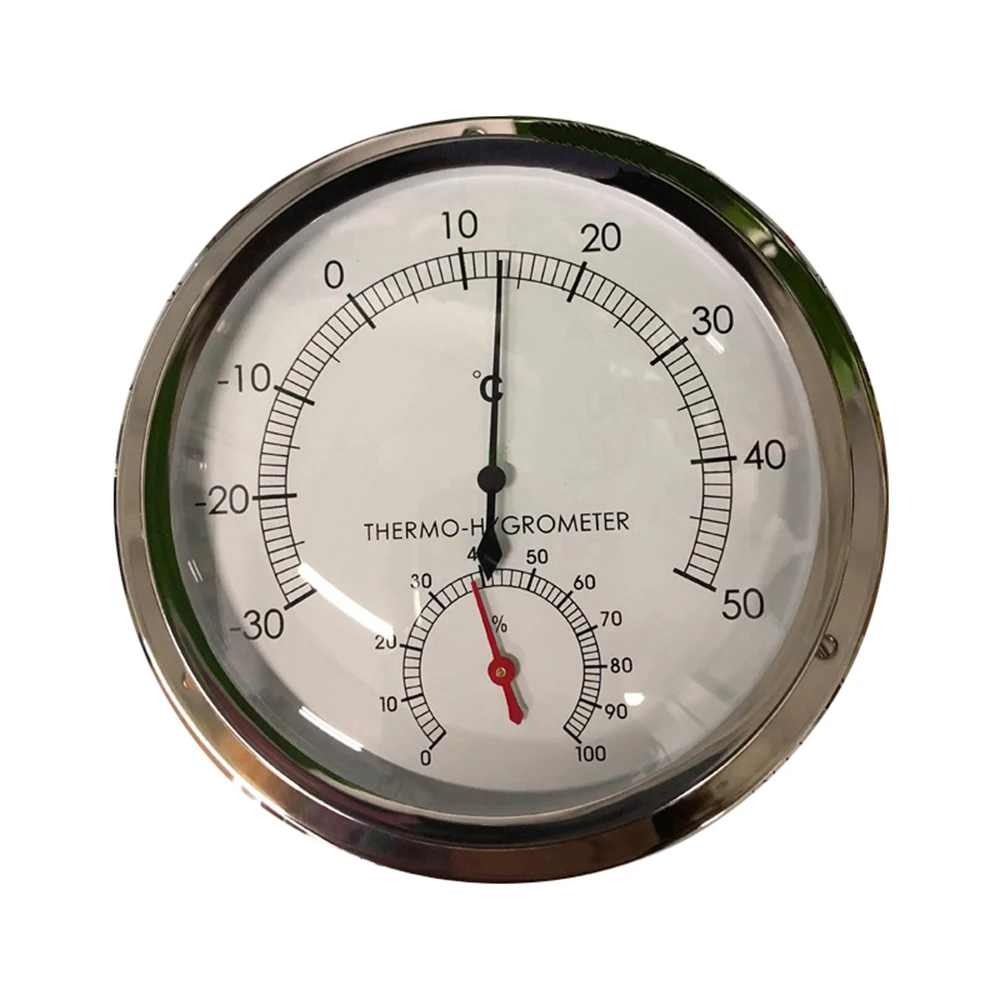 Stainless Steel Case Wall Mount Mechanical Type Sauna Room Thermometer Hygrometer -30°C ~ 50°C