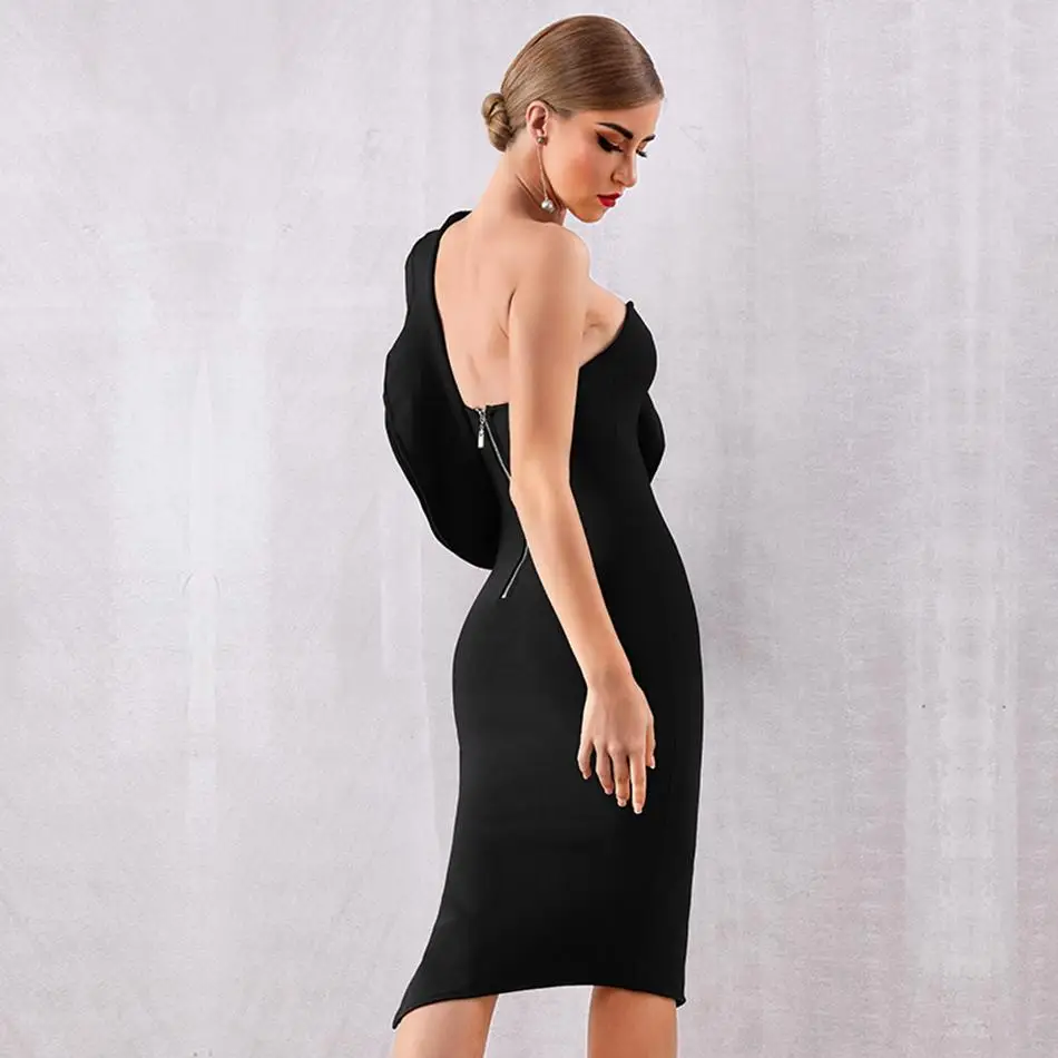 2024 Sommer Promi Party Bodycon Verband Kleid Frauen schwarz ärmellose One-Shoulder sexy Split Nachtclub Damen Kleid Vestidos