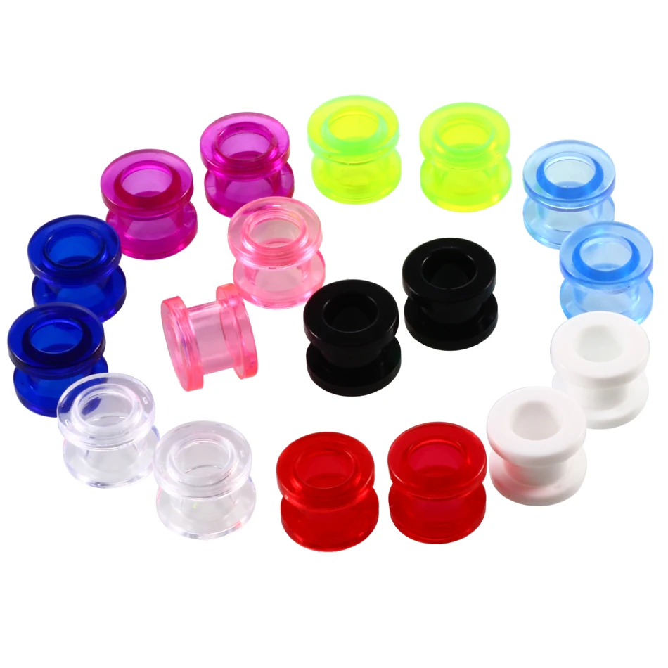 PAIR Acrylic Ear Stretchers Plugs Tunnels Piercing Colorful Hollow Screw Fit Ear Gauges Piercing Ear Flesh Expander Body Jewelry