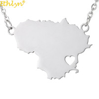 Ethlyn 2019 New Arrival  Statement Country Map Pendant Lithuania Map Stainless Steel Necklace Jewelry P162