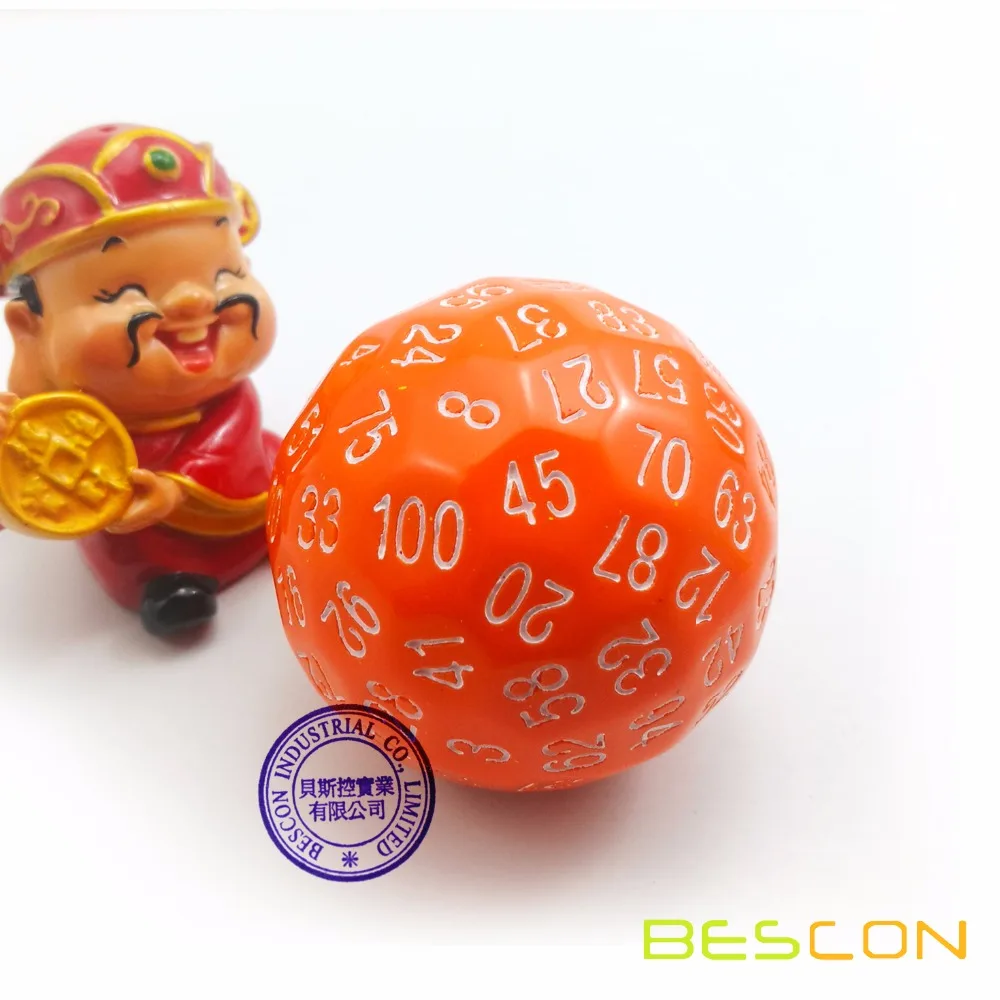 

Bescon Polyhedral Dice 100 Sides Dice, D100 die, 100 Sided Cube, D100 Game Dice, 100-Sided Cube of Orange Color