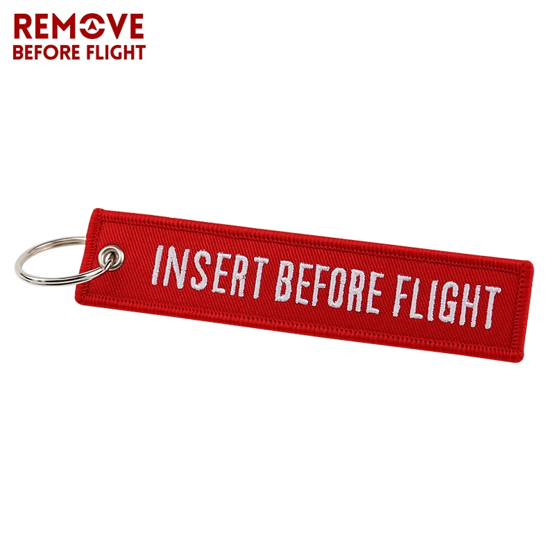 Keychain 100Pcs INSERT BEFORE FLIGHT Fashion Turbo keychain Embroidery llaveros Key Chain Car Key ring gift Wholesale