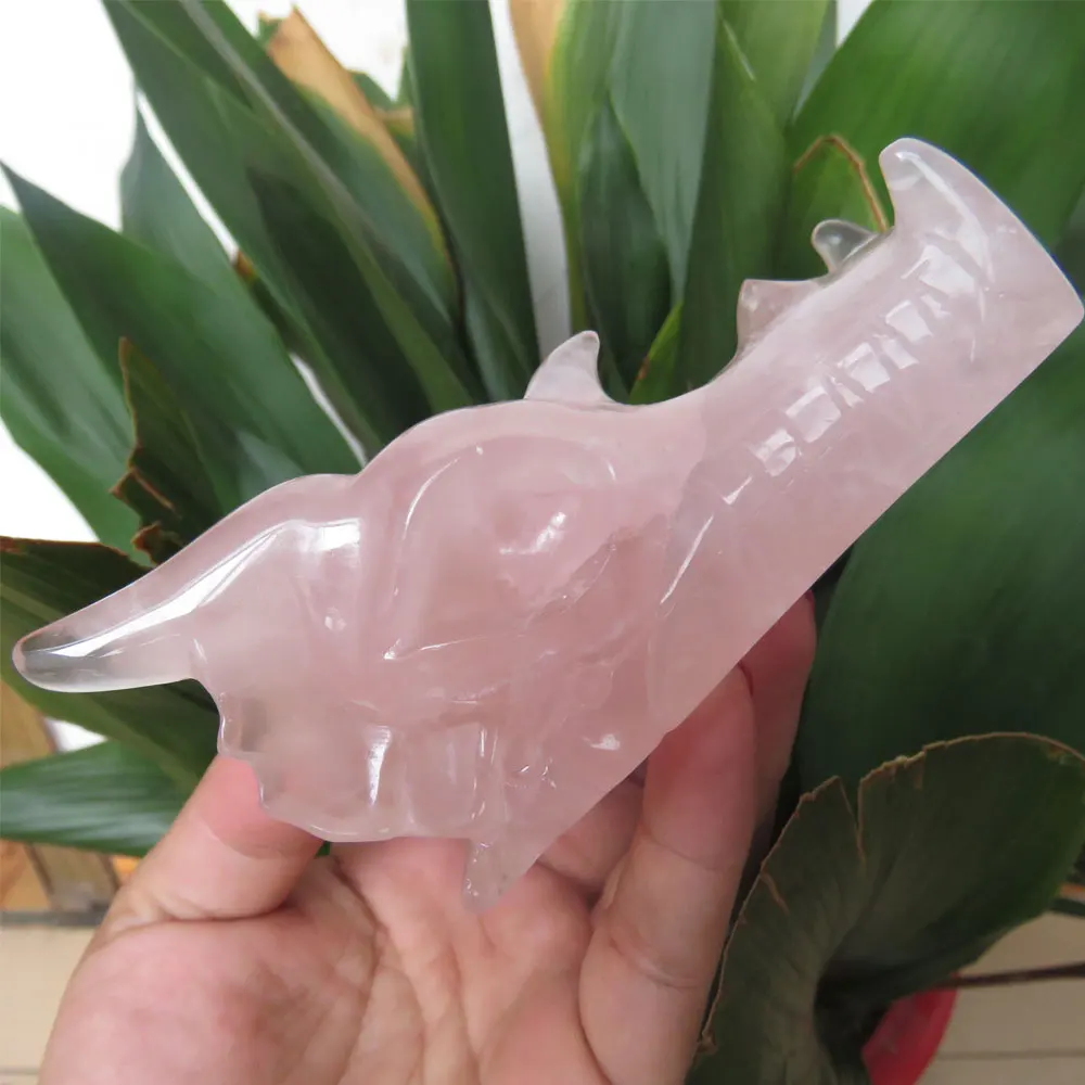 

New Arrival ! 297g Natural Pink Rose Quartz Hand Carved Crystal Dragon Skull Reiki Healing Hand-carving Meditation Fengshui