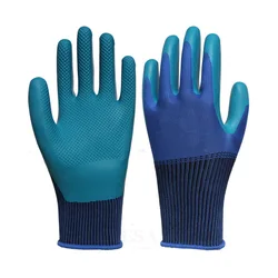 Guantes de trabajo de súper agarre, manoplas de goma recubiertas de goma, antideslizantes, impermeables, resistentes al desgaste, para constructor de reparación de jardín, 1/par