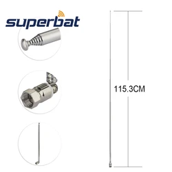 Superbat UNBAL F Type Male Connector DAB DAB+ FM AM TV Antenna 7 Sections Telescopic Aerial for Home Audio Radio Stereo Receiver