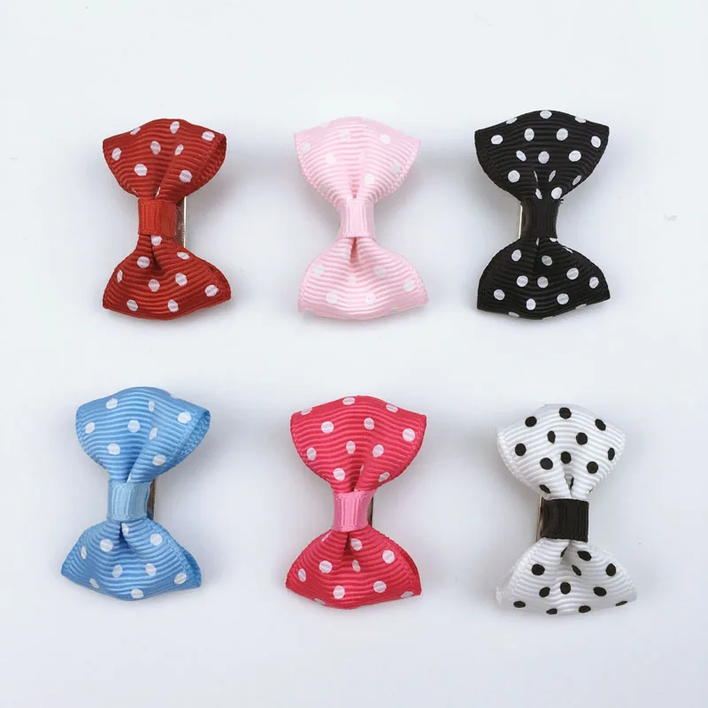 (100 pieces/lot) Cute Handmade Pet Hair Grooming Accessories 73 Colors Boutique Ribbon Dog Cat Hair Bows With Metal Clips