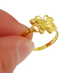Fashion Brand Jewelry Real 24K Gold Color Rings Butterfly Gold Filled Rings For Women Girl Party Jewelry R017