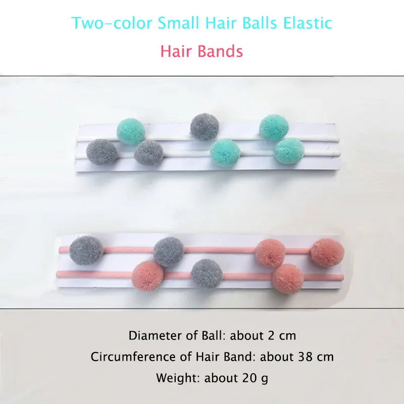 1 pieza de bolas pequeñas de dos colores para el cabello, bandas elásticas para el cabello para niñas pequeñas, diadema hecha a mano, accesorios para el cabello para niños