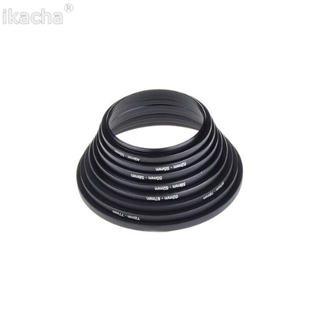 1pcs 49-52mm 52-55mm 55-58mm 58-62mm 62-67mm 67-72mm 72-77mm 77-82mm Metal Step Up Ring Lens Adapter Filter Mount For Camera