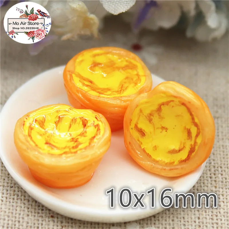 Egg tart 10PCS 16mm resin Flatback Cabochon Miniature Food Art Supply Decoration Charm Craft