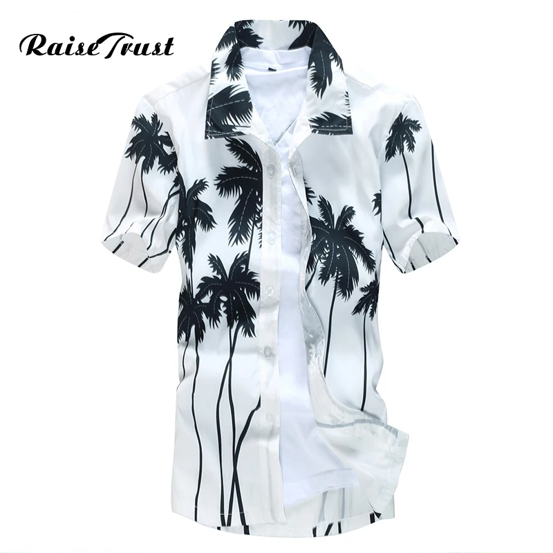 Mens Hawaiian Shirt Male Casual camisa masculina Printed Beach Shirts Short Sleeve brand clothing Free Shipping Asian Size 5XL