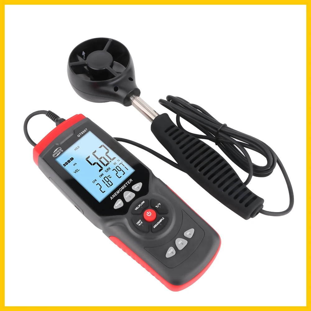 Anemómetro portátil, Anemómetro Digital, USB, preciso, herramienta manual de temperatura, GT8907-BENETECH