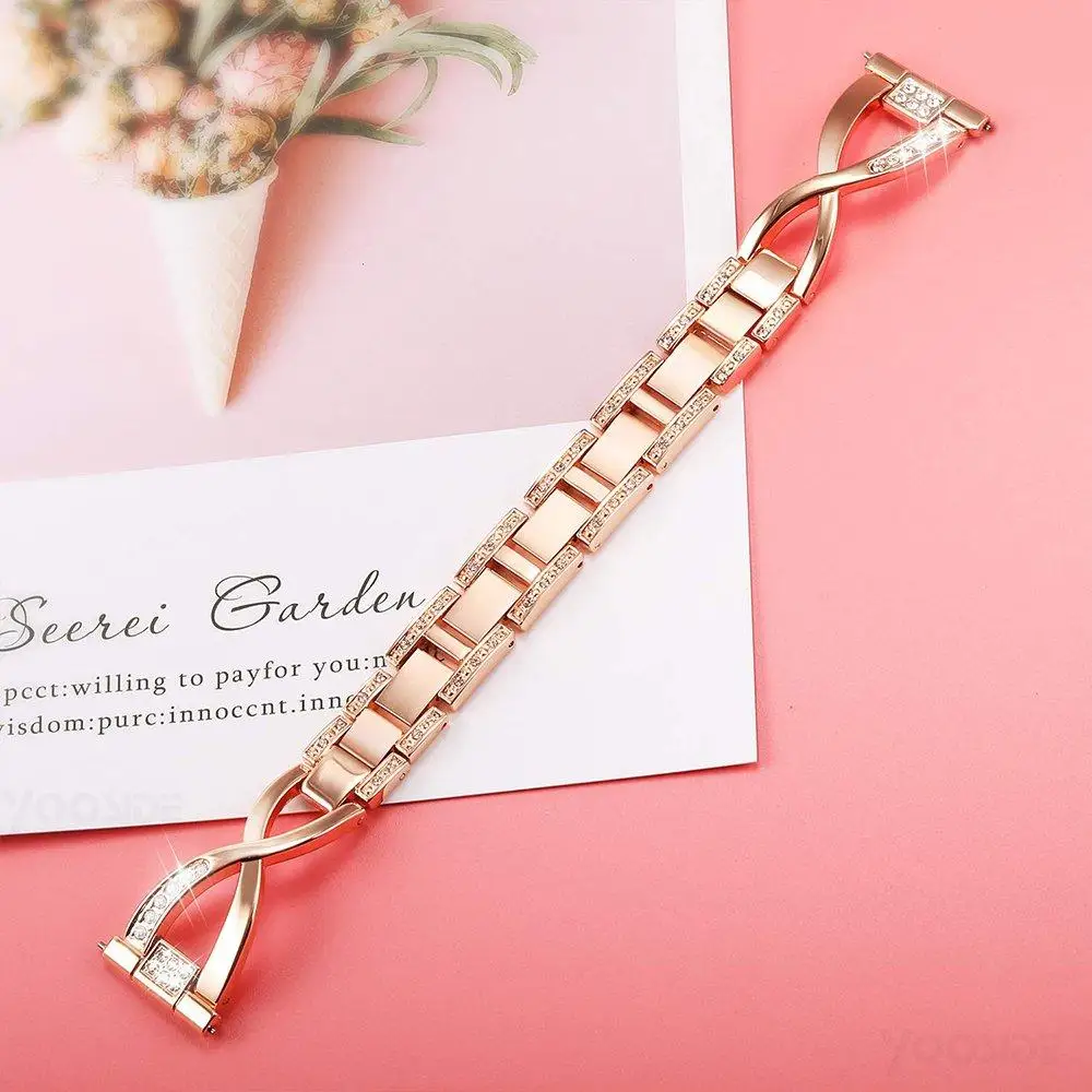 Cho Ticwatch C2 Hoa Hồng Vàng 18mm Nhanh Chóng Phát Hành Kim Loại Dây Thép không gỉ Dây Đeo Vòng Tay cho Đồng Hồ Q Liên Doanh gen3/Gen4 HR