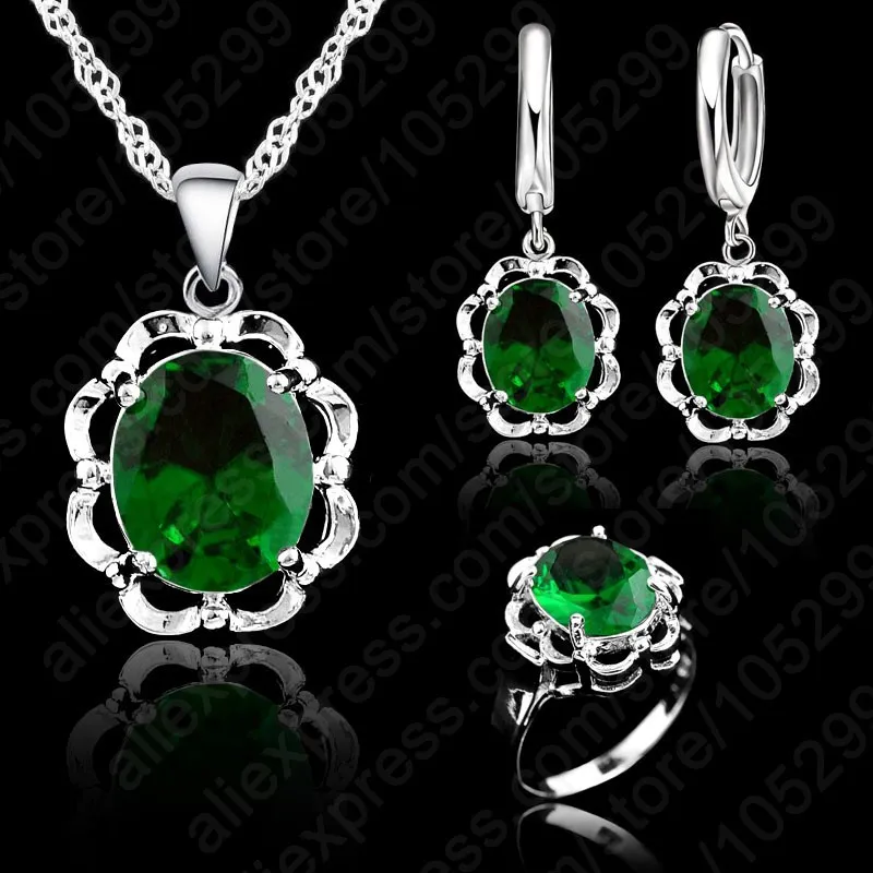 Top Quality New 925 Sterling Silver Jewelry Sets Necklace/Earrings/Ring  Austrian Crystal Jewelry Set