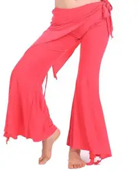 Pantalones de danza del vientre para mujer, pantalón Tribal, rojo, 12 colores, barato