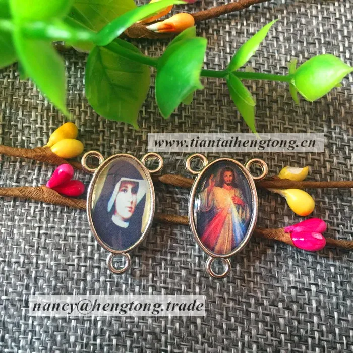 Free ship Fastina images rosary centerpiece,3 hole center,Divine Mercy charm,merciful jesus Charm, icon centerpiece