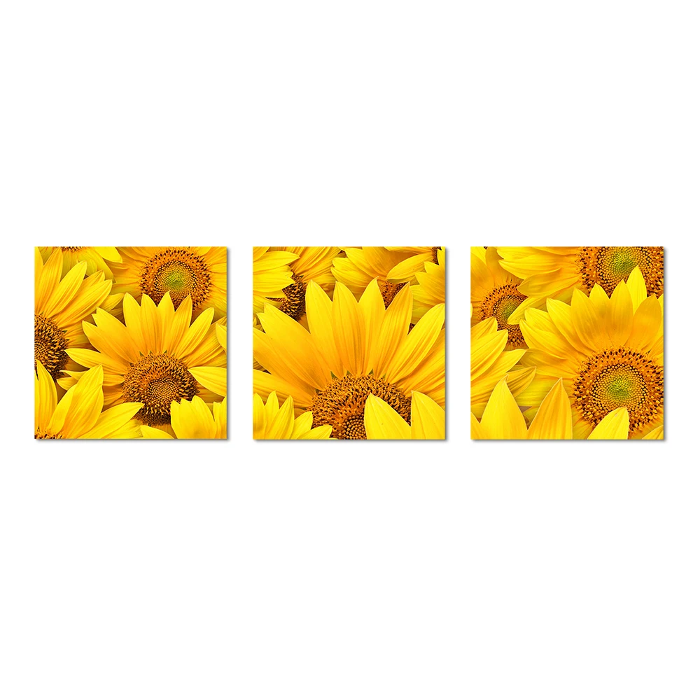 3 Pieces Sunflower Wall Art Canvas Painting Yellow Flowers Print Poster Modern Style Picture Living Room Home Decor