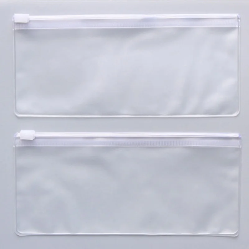 100pcs/lot PVC Transparent Frosted Envelope Binder Pocket pen bag plastic waterproof underwear bag 18cmx8cm