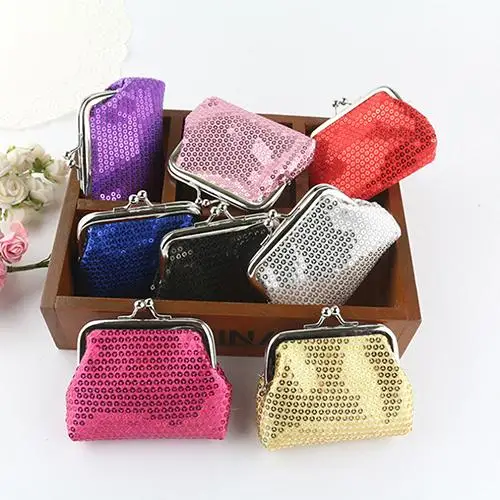 Women's Sequins Card Coin Purses Luxury Handbags Women Designer Bling-Bling Clutch Glittery Handy Buckle Mini Wallet 6O48