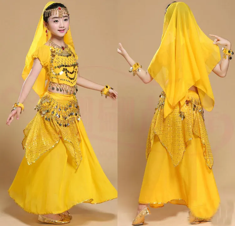 Children Belly Dance Costume Kids Indian Dance Dress Child Bollywood Dance Costumes for Girl Performance Dance Wear 6 Colors