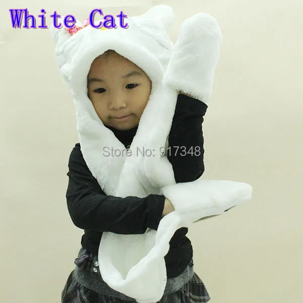 Animal Cartoon Winter Hat Scarf Glove Panda / Duck / Frog / Wolf / Cat / Monkey / Elephant / Brown Tiger / White Tiger