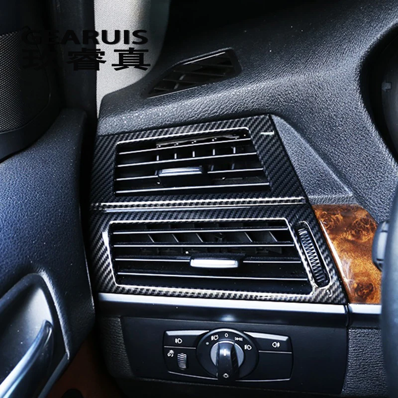 

Автомобиль Стайлинг углеродное волокно приборная панель боковая вентиляционная решетка крышка панель отделка наклейка для BMW X5 E70 X6 E71 интерьер авто аксессуары