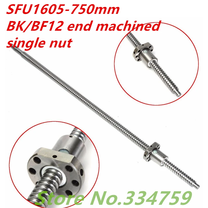 

SFU1605 ballscrew set : 1 pc SFU1605 750mm ballscrew + 1 pc 1605 Ball Screw Nut for cnc parts BK/BF12 machined