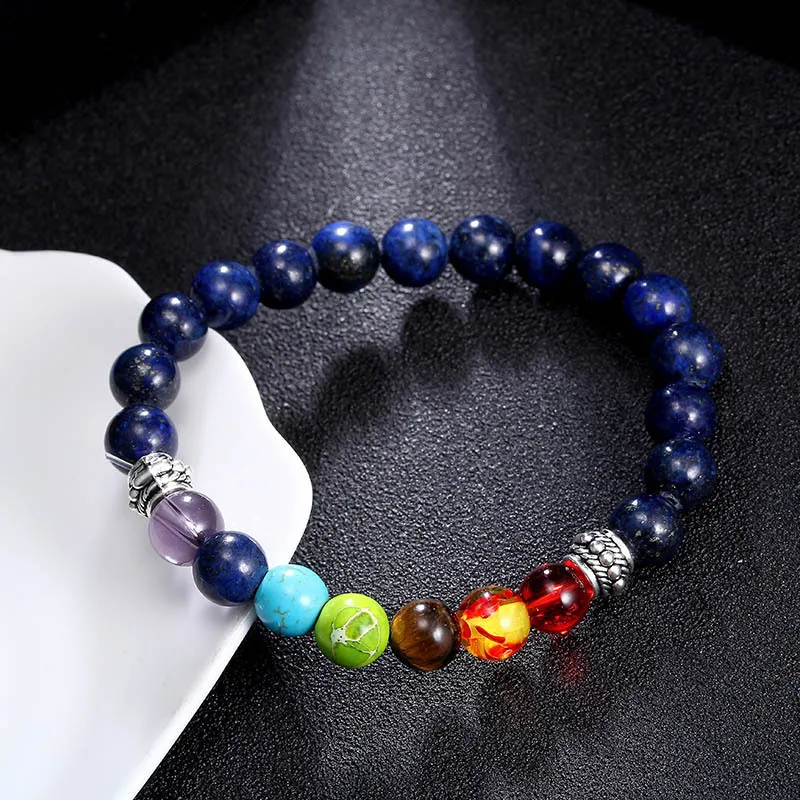 8mm Lava Rock 7 Chakra Diffuser Beaded Bracelet Healing Balance Beads Buddha Prayer Natural Stone Yoga Bracelet Bangle Men Women