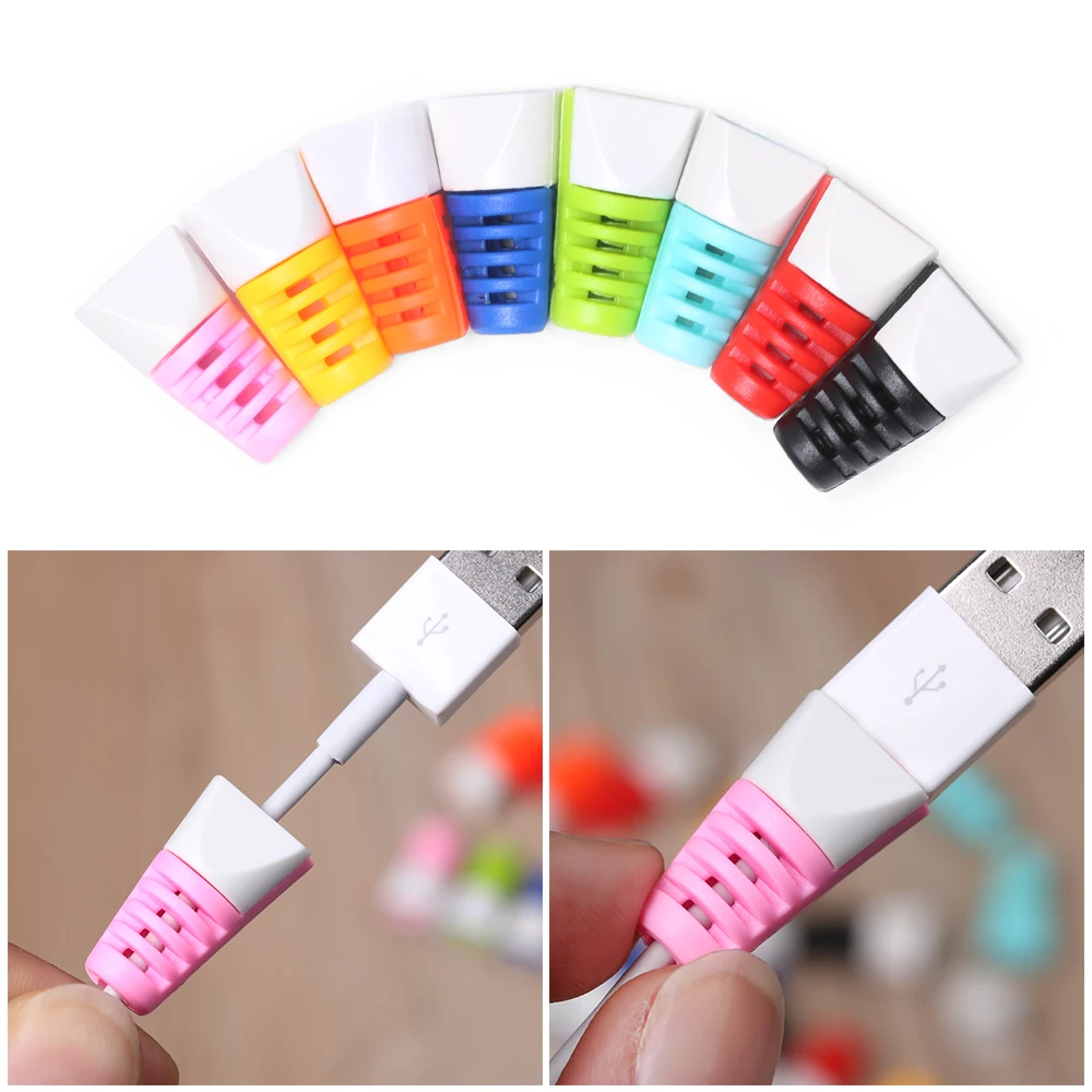 10 sztuk/zestaw miękki kabel Protector szpulka Winder Data Line Case ochrona wiosna sznurka dla iPhone Android USB kabel ładowania pokrywa