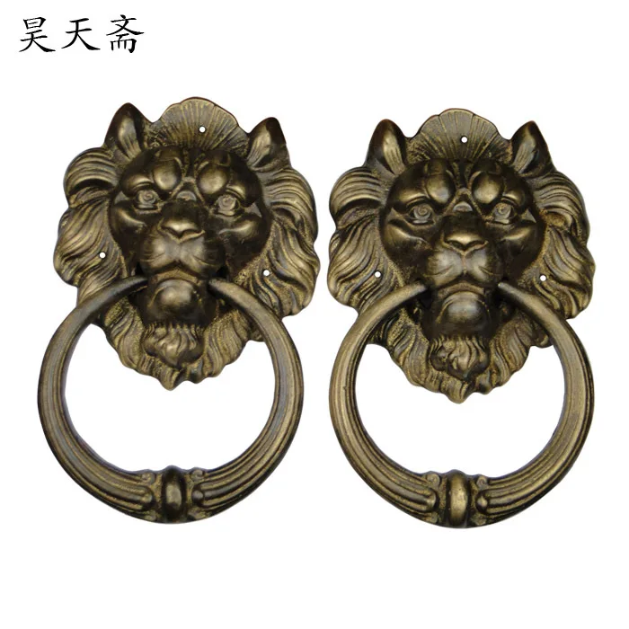 [Haotian vegetarian] Chinese antique door knocker copper ring copper beast handle door handle HTA-091