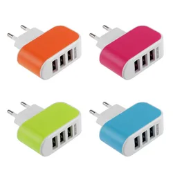 100PCS 3 USB Wall Charger US Plug EU Plug Mobile Phone AC Wall Charger 3 Ports Plug Wholesale