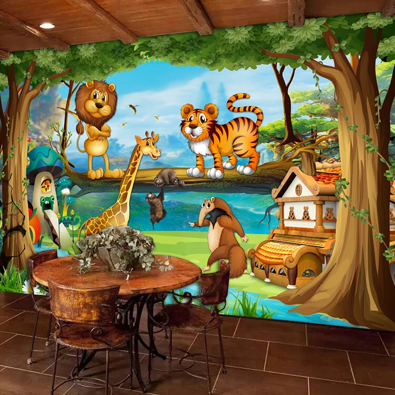 3D Wall Murals Beautiful Cartoon Forest Animal World Photo Wallpaper For Children Room Papier Peint Enfant Eco-Friendly Frescoes