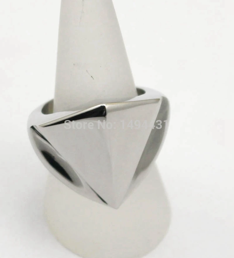 Geometric 316L Stainless Steel Rings Plated Austrian Square Ring Blank Smooth Plain Silver Color Finger Ring