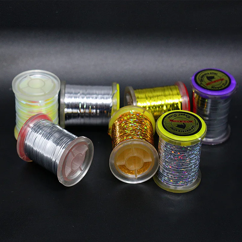 Hot 1 Spool Fly Tying flat mylar Tinsel Flash Tape HOLOGRAPHIC TINSEL SPOOLED for classic streamer patterns and flashback nymphs